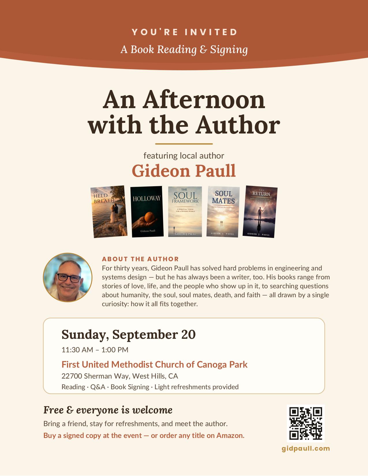 An Afternoon with the Author — event flyer
